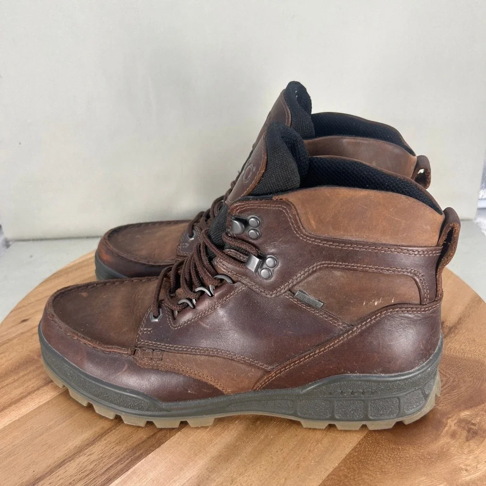 ECCO Track 25 Mens Brown Leather GTX Waterproof Hiking Boots Size 44 / 10.5